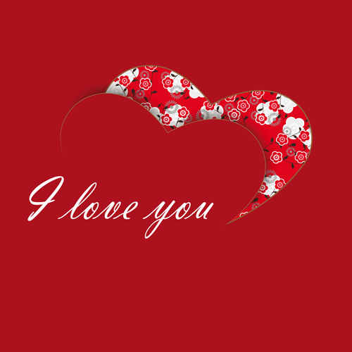 I love You heart card vector 03 - Vector Card free download