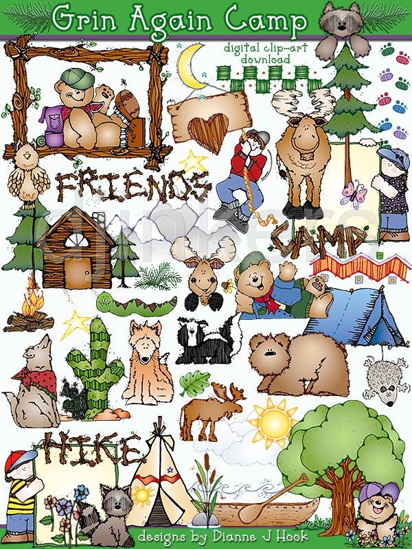 Camping & woodland clip art created by DJ Inkers