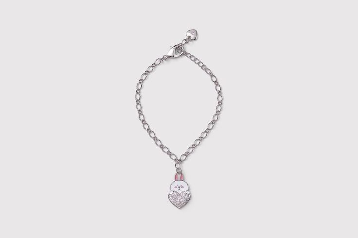 LINE FRIENDS Cute CONY Big Heart SWAROVSKI Crystal Rhodium Plated ...