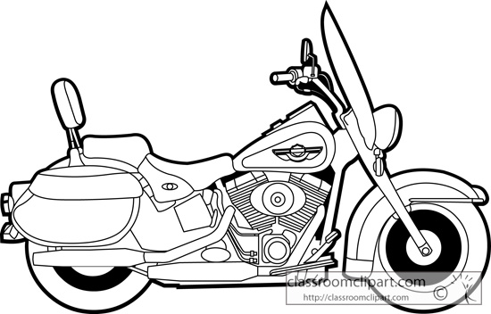 Harley Motorcycle Black And White Clipart - Free Clip Art Images