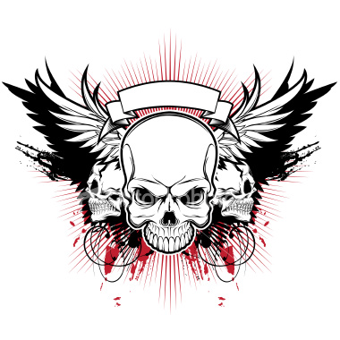 Ist Three Skull Wings image - vector clip art online, royalty free ...
