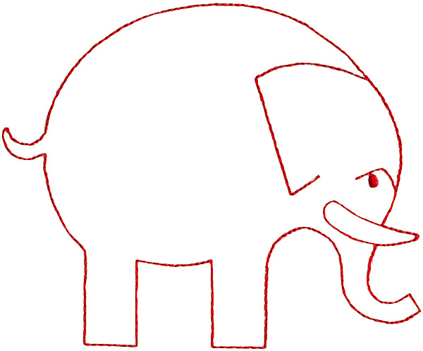 Redwork Embroidery Design: Elephant Outline from Grand Slam Designs