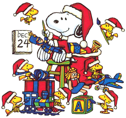 Christmas Snoopy and Woodstock Christmas Eve Cartoon Clipart Image ...
