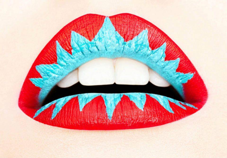 Red And Blue Lip Art - Lipstick Picture
