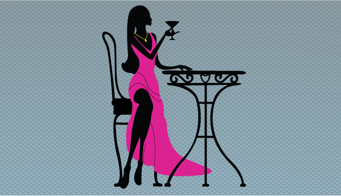 Stylish Women Silhouette Vector Graphics Partying & Drinking Wine ...