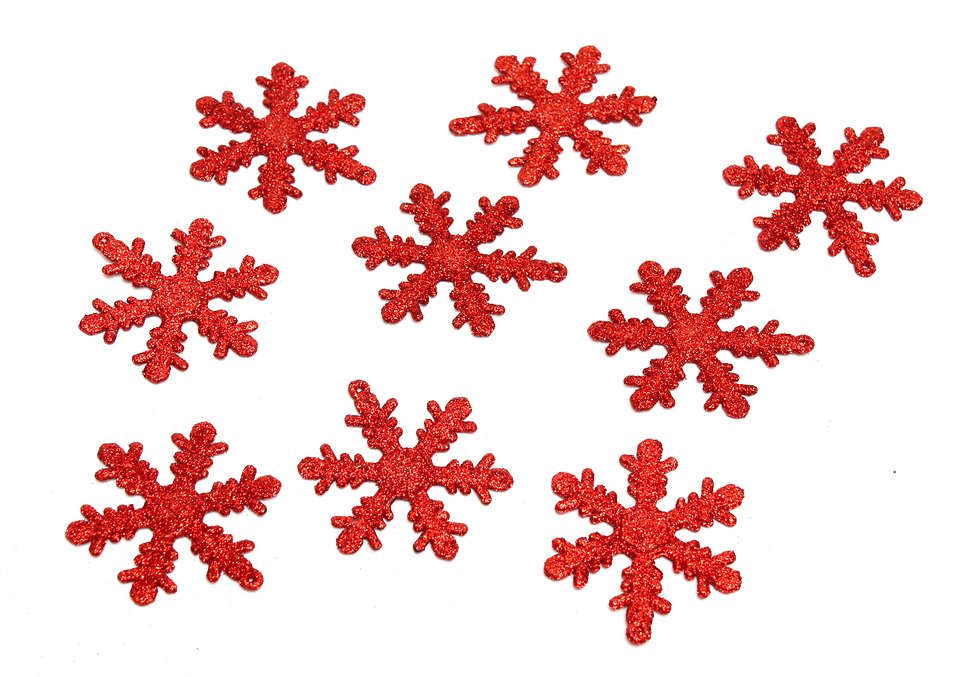 Free Stock Photos | Red snowflake shaped Christmas ornaments ...