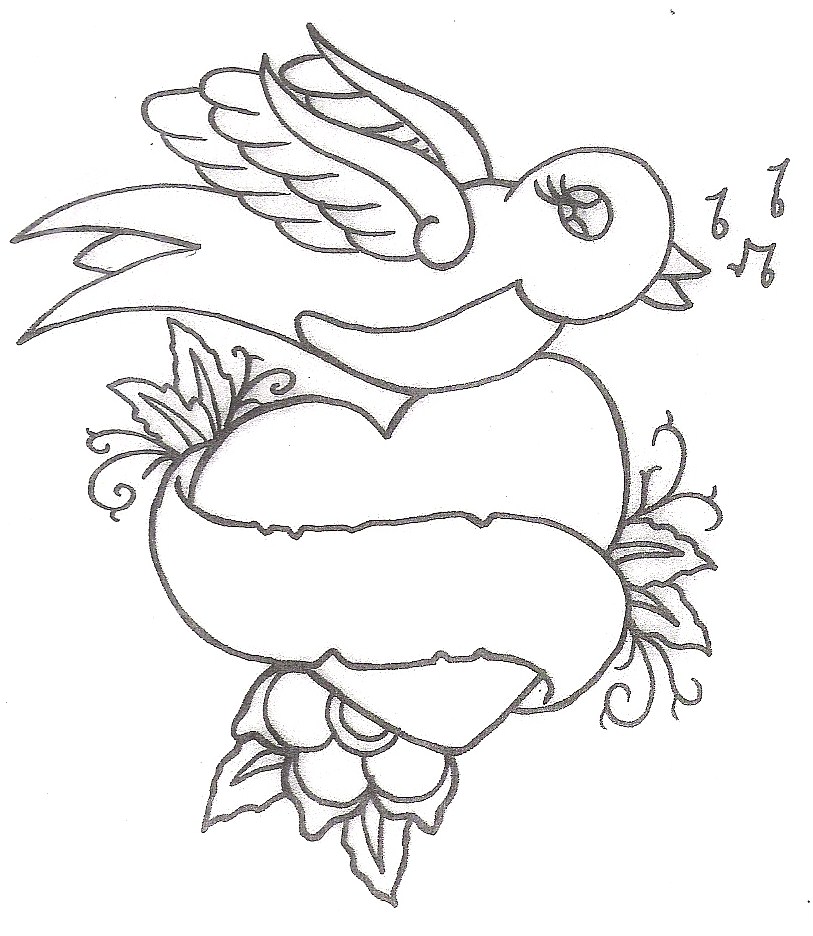 Free Animal Tattoo Designs - Bird and banner tattoo- Dove and ...