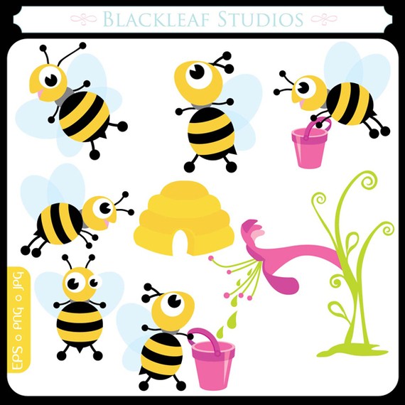 Springs Baby Busy Bees ORIGINAL digital clip art illustration set ...