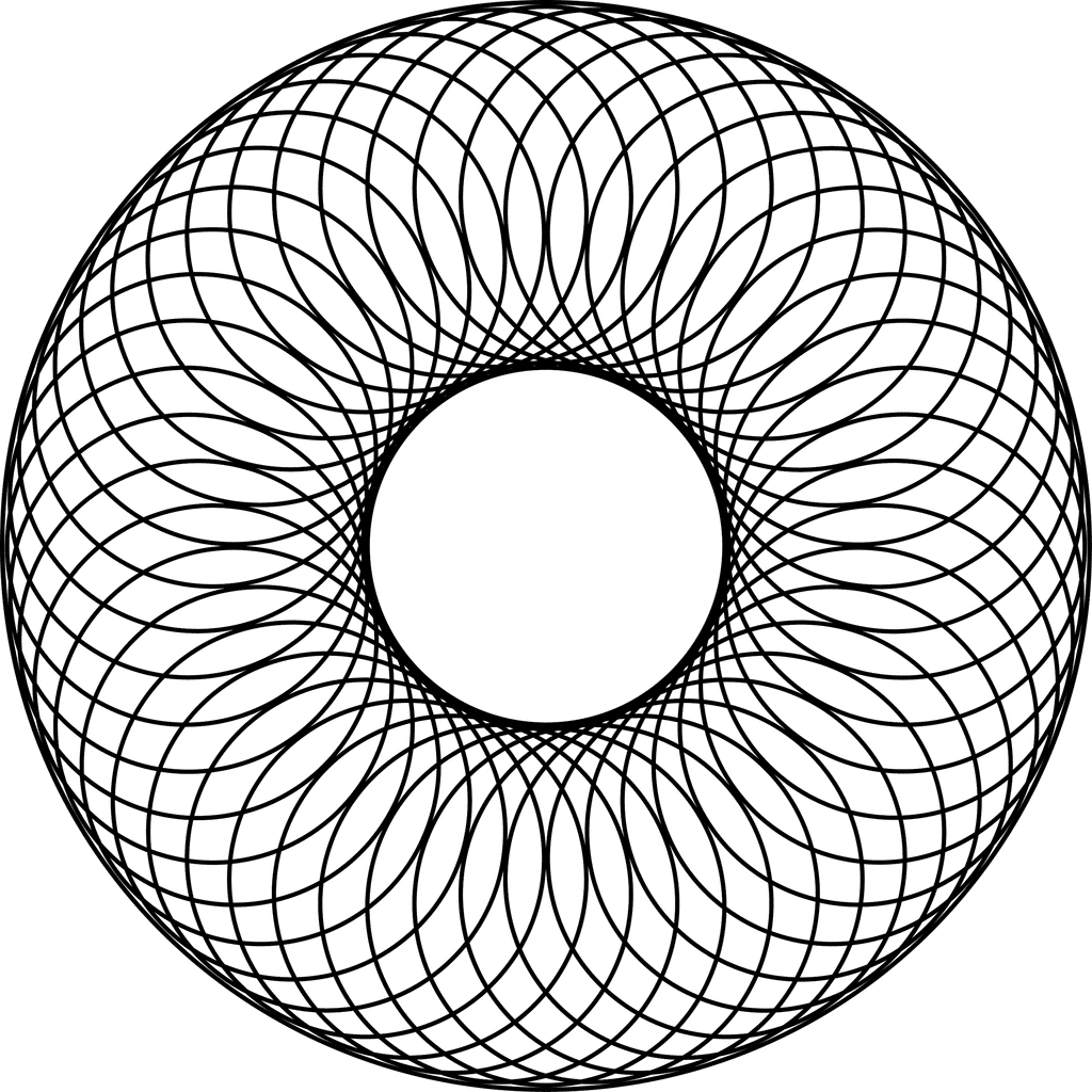 48 Overlapping Circles About a Center Circle and Inside a Larger ...