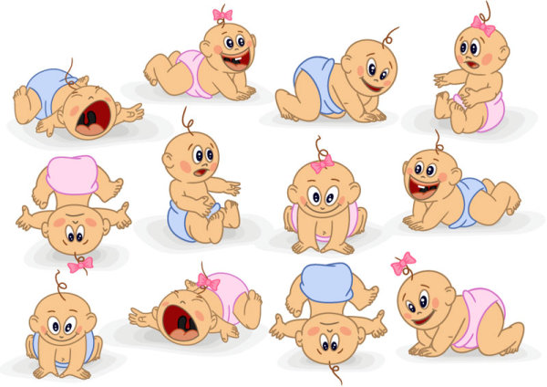 Elements of cute cartoon baby vector set 03 - Vector Cartoon free ...