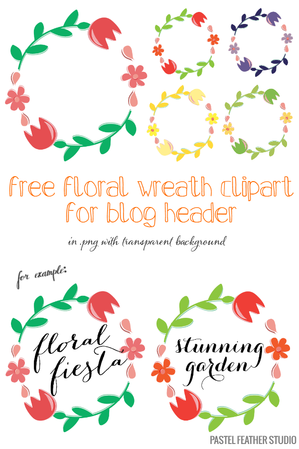 Free floral wreath clipart for blog header | Pastel Feather Studio ...