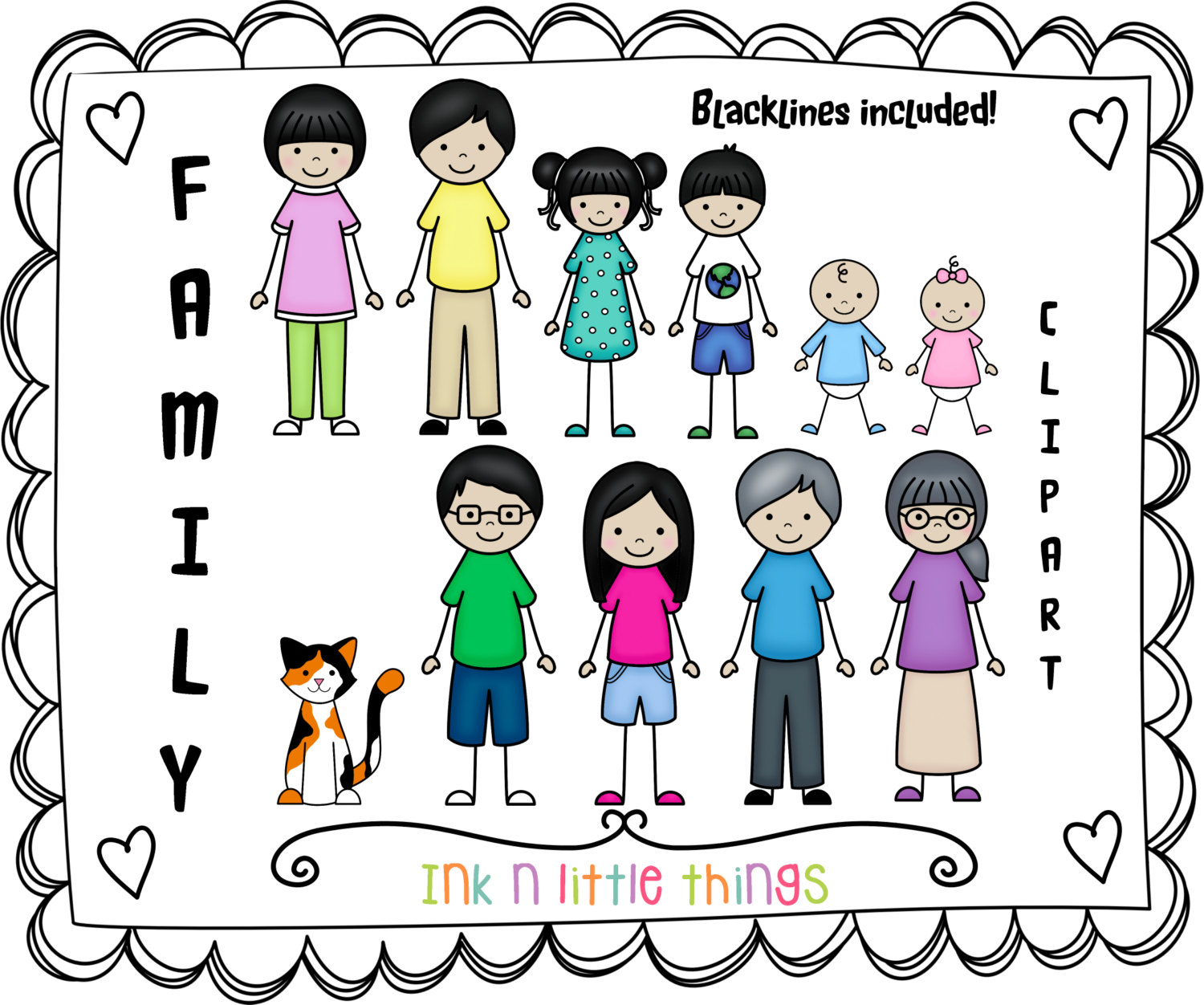 Kids Clipart My Family Clip Art Set 3 by InknLittleThings