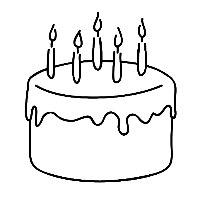 Birthday Cake That Is Simple And Attractive Coloring Page ...