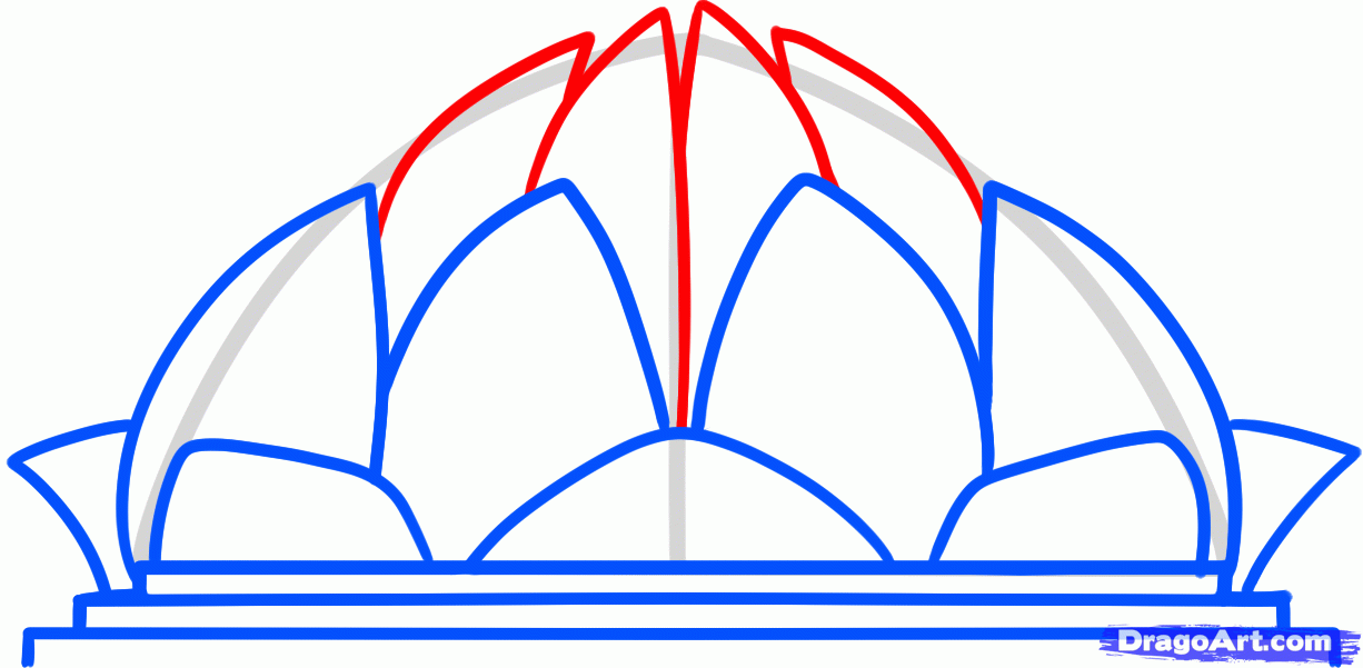 How to Draw the Lotus Temple, Lotus Temple, Step by Step ...