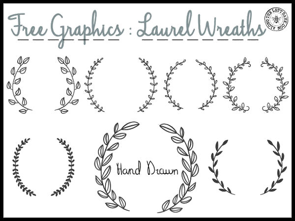 Free Graphics: Hand Drawn Laurel Wreaths - Merci! - ...Along the ...