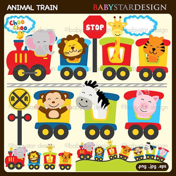 Animal Choo Choo Train Clipart by babystardesign on Etsy, $6.95 ...