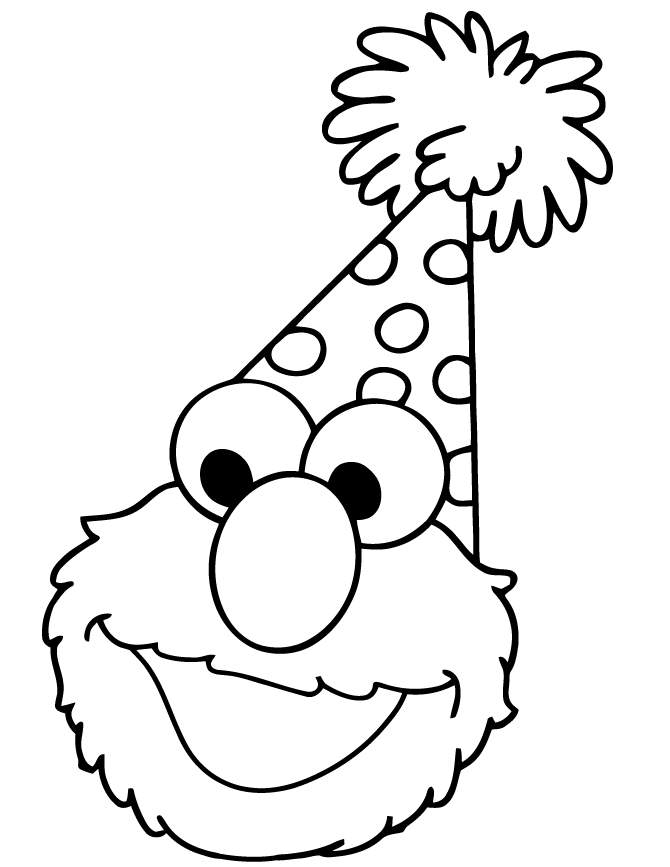 Elmo Opens Birthday Present Coloring Page | HM Coloring Pages