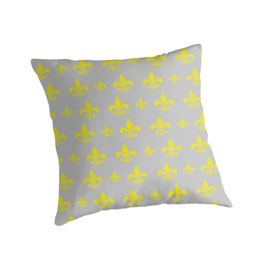 Fleur de Lis Pattern (Gold on Gray Background)" Throw Pillows by ...