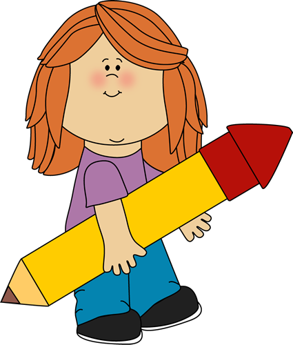 Kid with a Big Pencil Clip Art - Kid with a Big Pencil Image