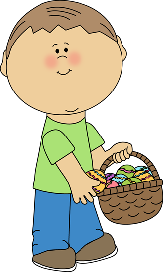 Boy Putting Eggs in an Easter Basket Clip Art - Boy Putting Eggs ...