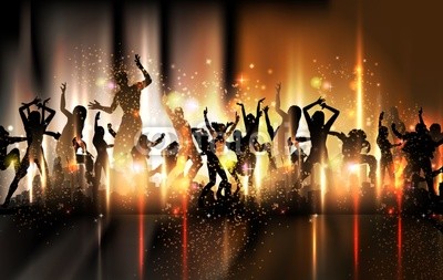 Party sound background Illustration with dancing people" Stock ...