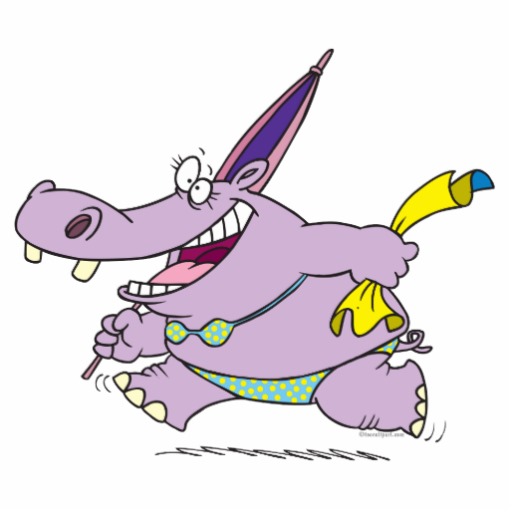 silly bikini beach hippo cartoon photo sculpture keychain | Zazzle