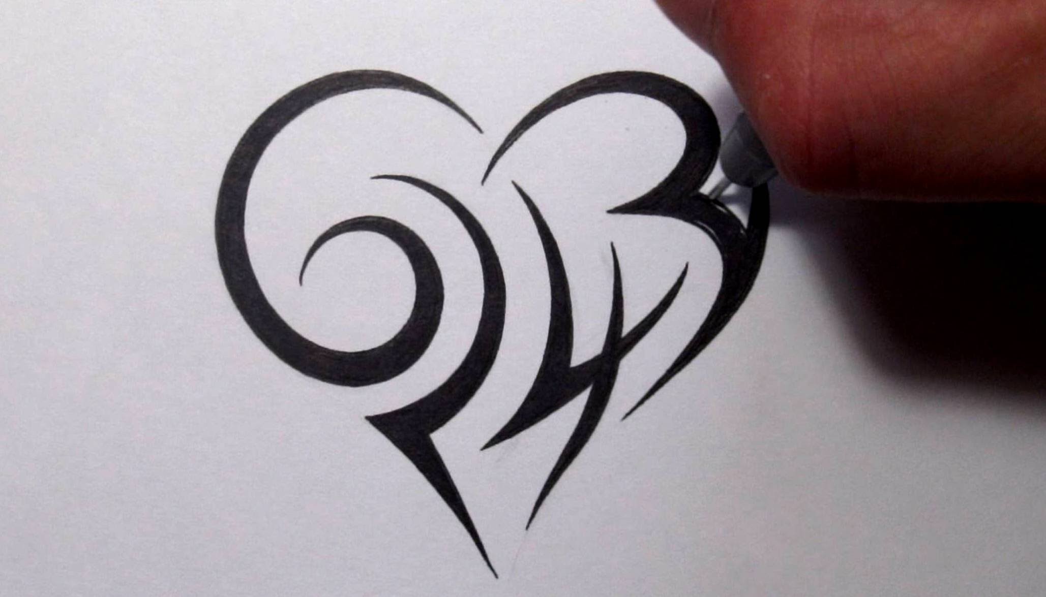 Creating a Tribal Heart Tattoo Design With Numbers - YouTube