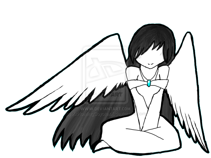 Black and White Anime Angel by TheMidnightMage on deviantART