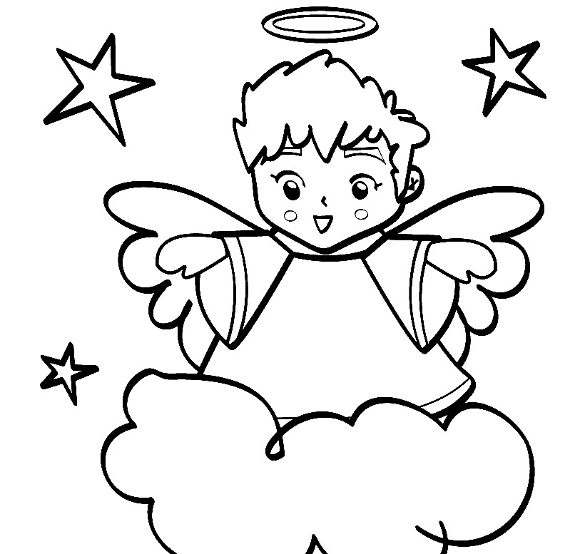 Download A Little Angel Boy Are Flying On Cloud Happily Welcoming ...