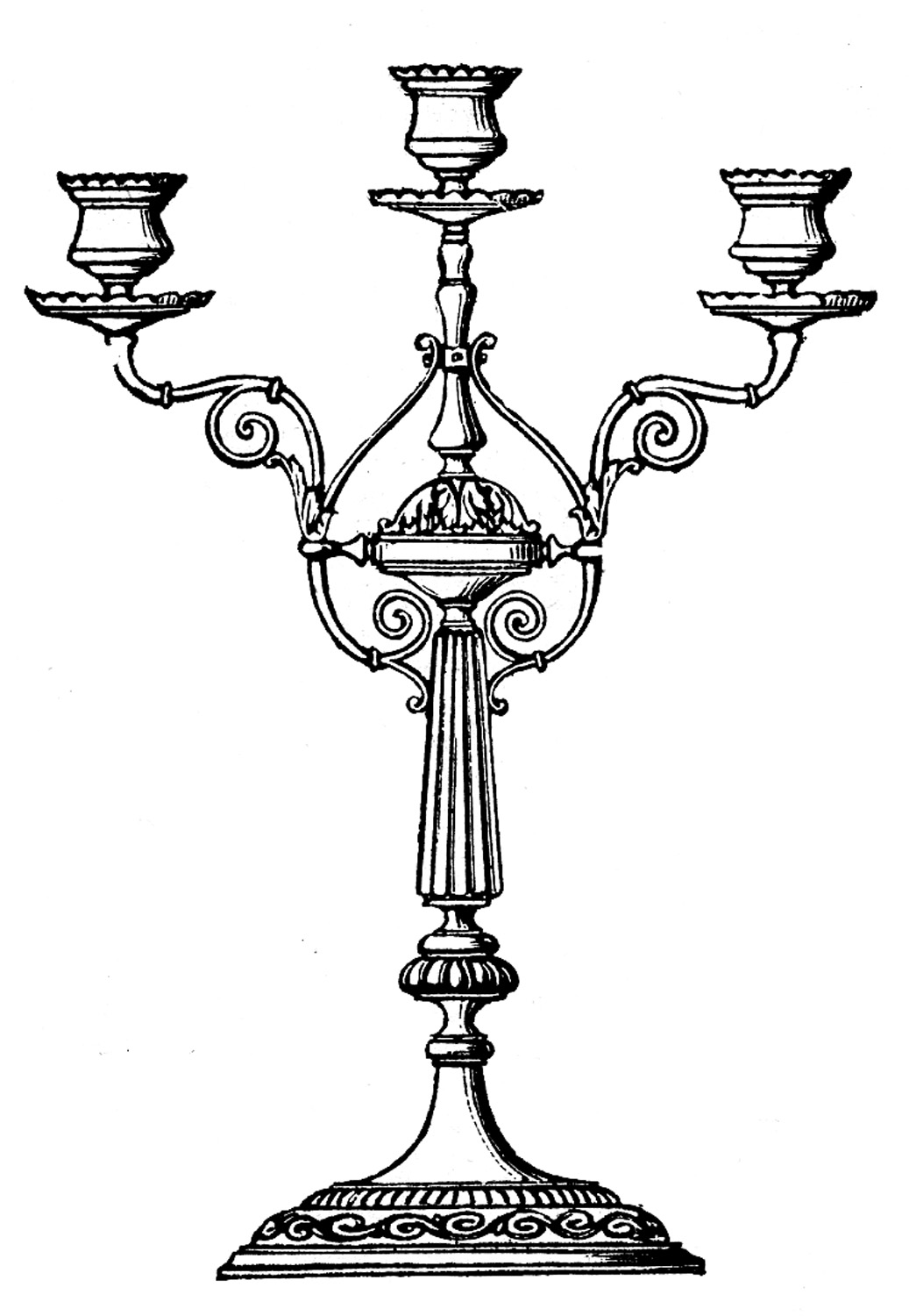 Vintage Clip Art - Ornate Candelabra - The Graphics Fairy