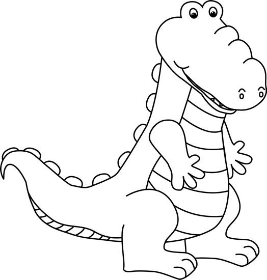 Black and White Alligator Clip Art - Black and White Alligator Image