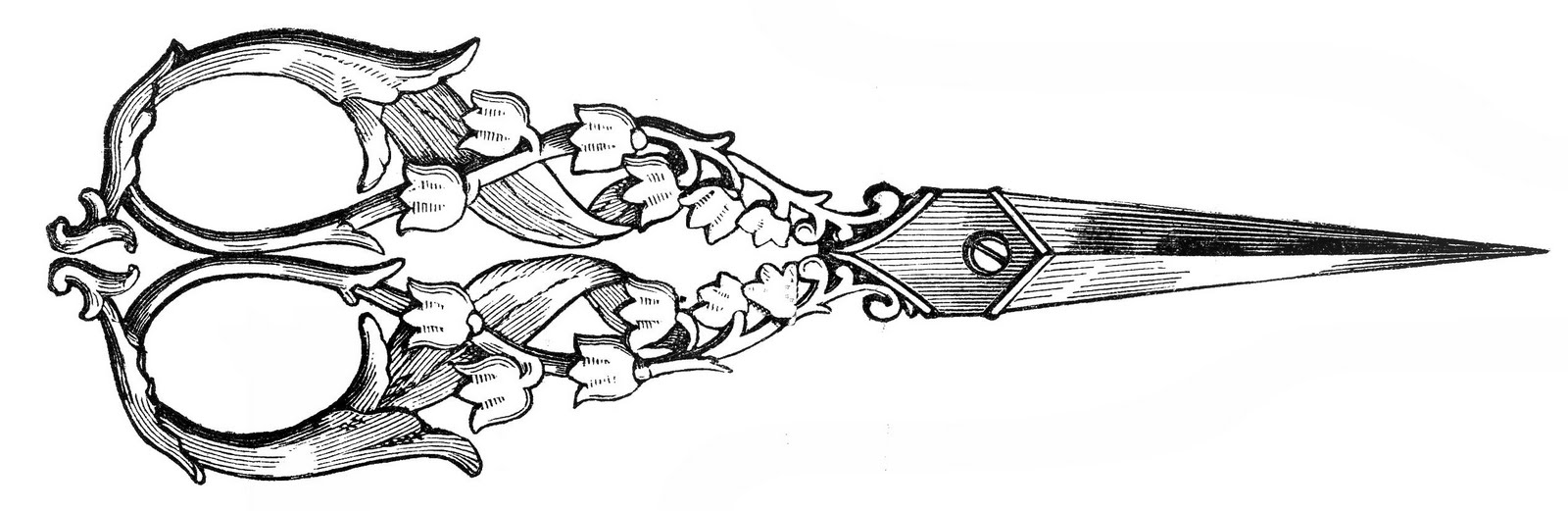 Free Vintage Clip Art - Ladies Ornate Sewing Scissors - The ...