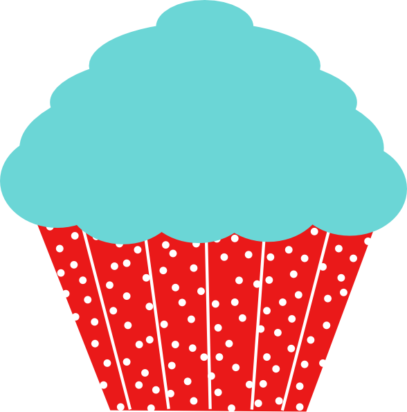 Robin Egg Blue And Red Polkadot Cupcake clip art - vector clip art ...