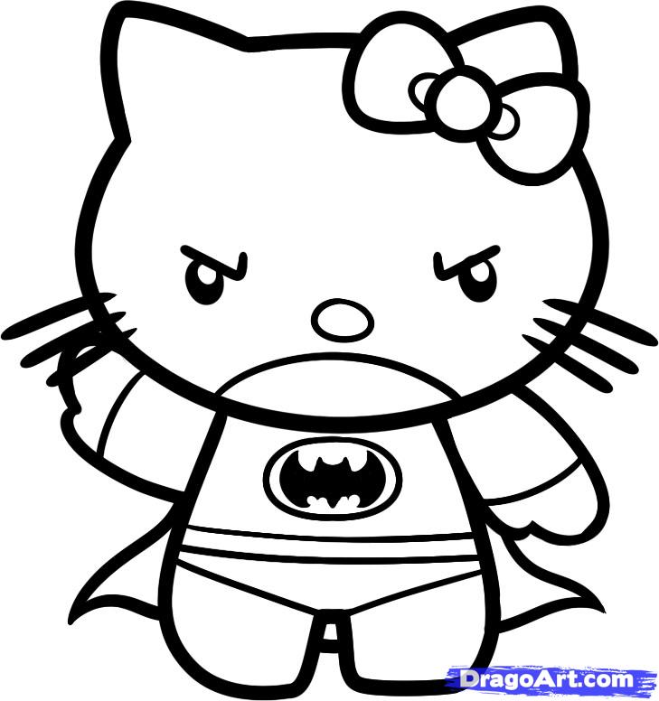 How to Draw Batman Hello Kitty, Step by Step, Characters, Pop ...