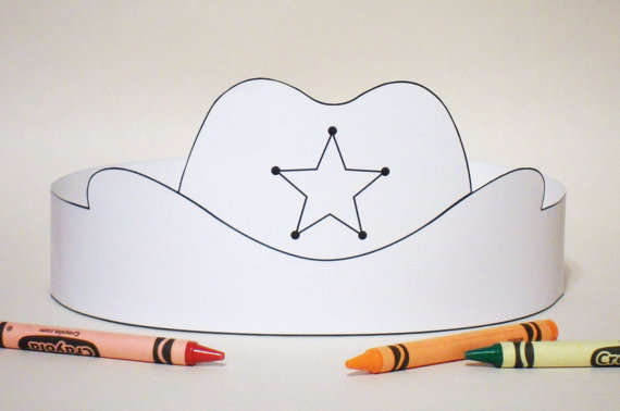 Cowboy Hat Paper Crown COLOR YOUR OWN Printable by PutACrownOnIt