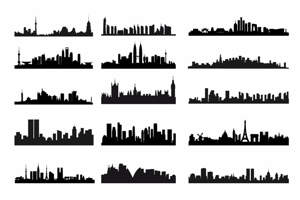 City Skyline Landscape Silhouette Vector Set | Free Vector ...