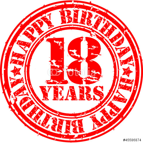 18 years happy birthday rubber stamp, vector illustration" Stock ...