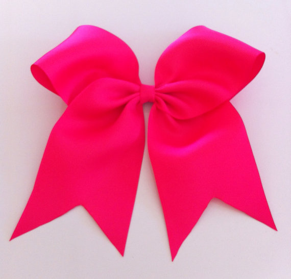 Shocking Hot Pink CHEER BOW/ Hot pink by GirlyThingsandBlings