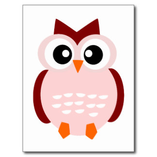 Pink Cartoon Owl Postcards & Postcard Template Designs | Zazzle