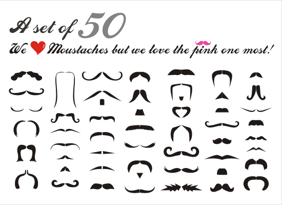 New free set of 50 moustache vectors! | pinkmoustache.net | vector ...