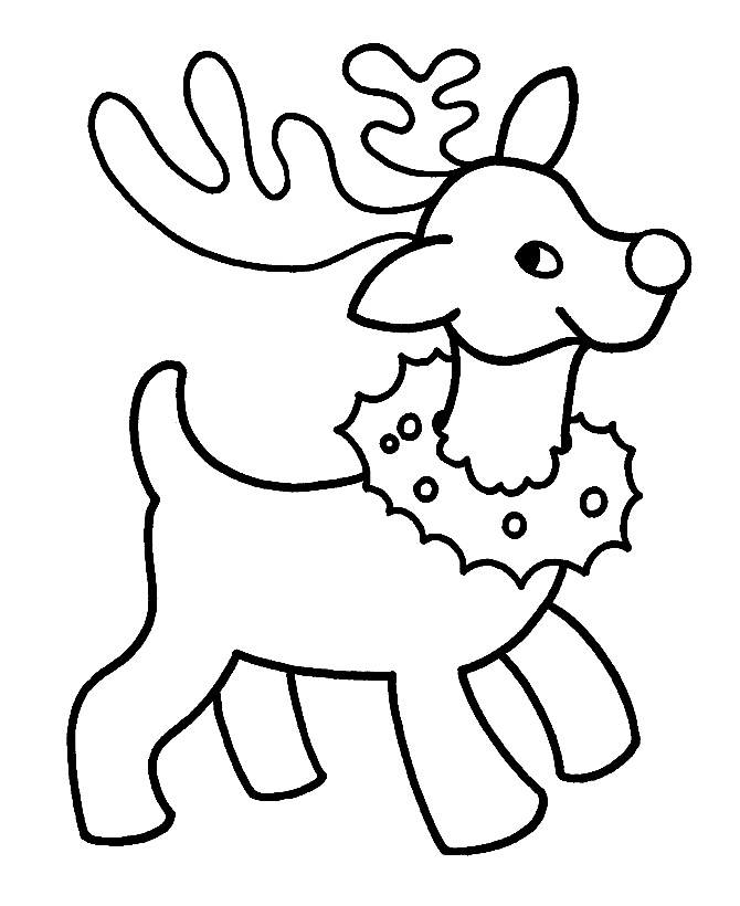 Download Cute Small Reindeer With A Christmas Wreath Coloring ...