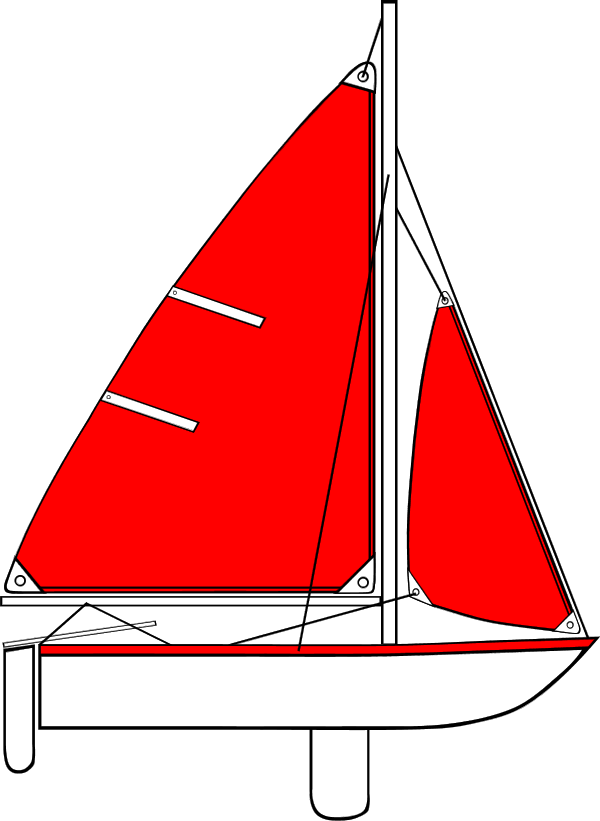 sail boat with long sail and mast - vector Clip Art