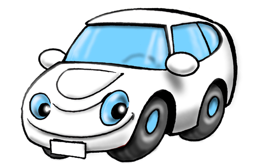 Witzige Grafik im Comic Style: Auto weiss | Tolle Illustrationen