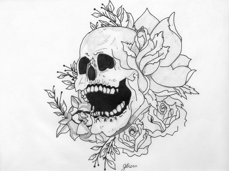 Skull and Flowers Tattoo Image by ElTattooArtist on DeviantArt