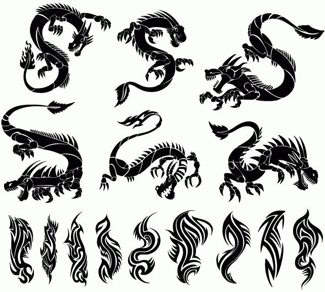 Several totems of Dragon vector design | Download PSD, EPS, AI ...