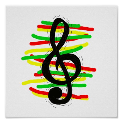 Treble Clef Graphic Black with Red Yellow Green Print | Zazzle