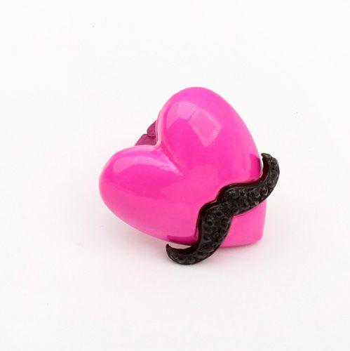 Fashion Pink Love Heart With Facial Hair Mustache Handlebar ...