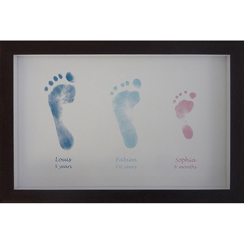Large coloured footprint frame - 3 Siblings - Everlasting Castings
