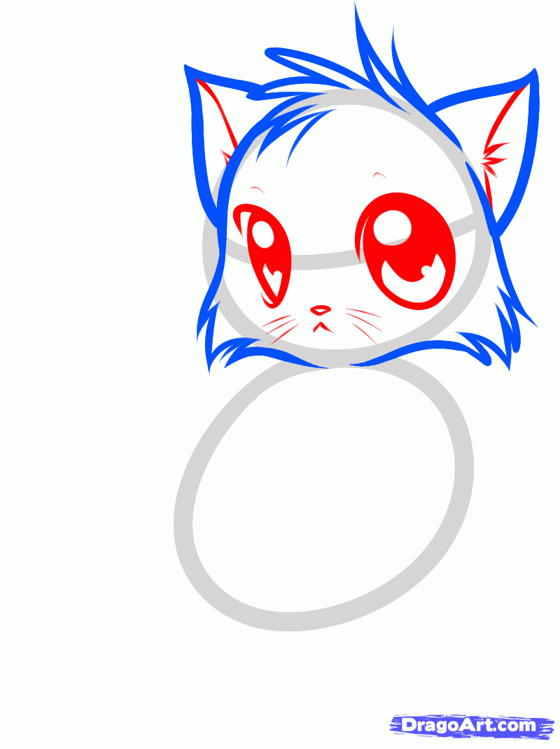 How to Draw a Cute Anime Cat, Step by Step, anime animals, Anime ...
