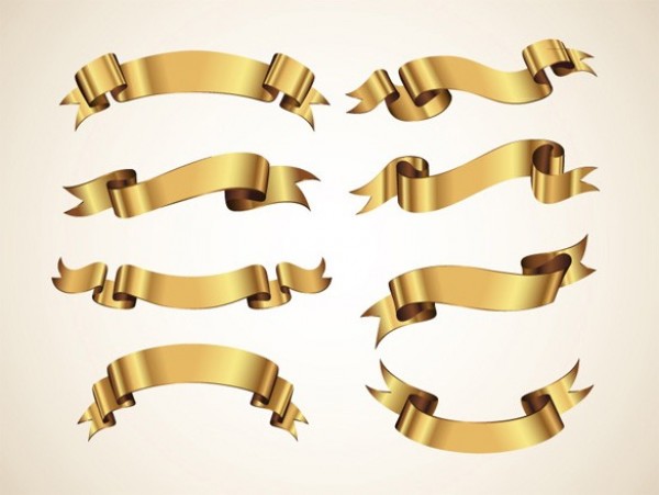 XOO.me :: Glossy Gold Ribbon Banner Element Set